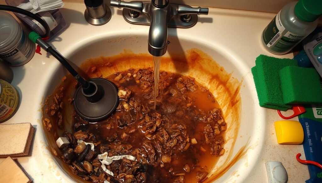 blocked kitchen sink